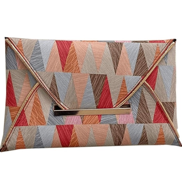 Geometric Multicolor Clutch Bag - Picture 1 of 8
